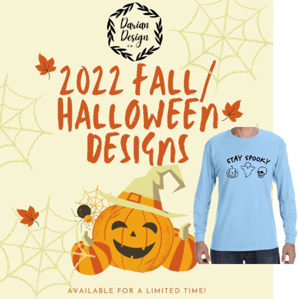 Fall/Halloween Long Sleeve T-shirts by Darian Design Co